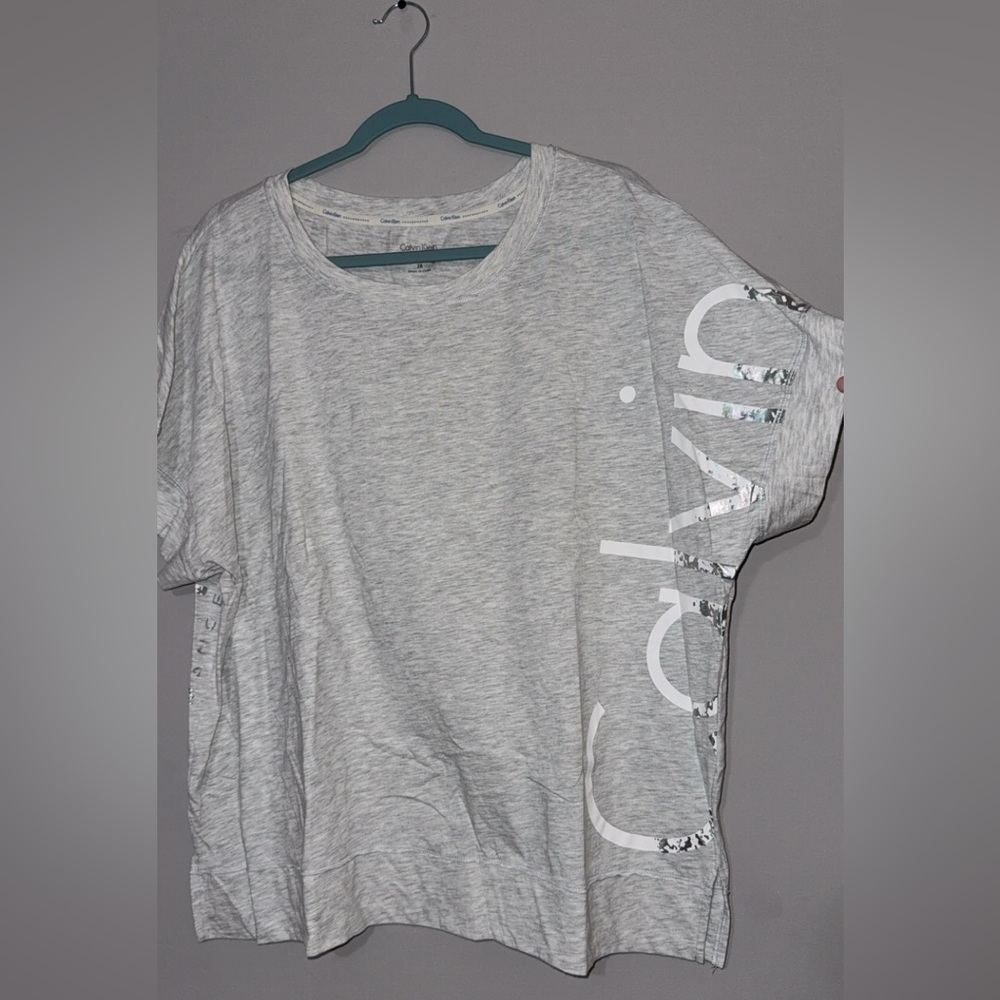 Calvin Klein Heather Gray Graphic Short Sleeve Tee